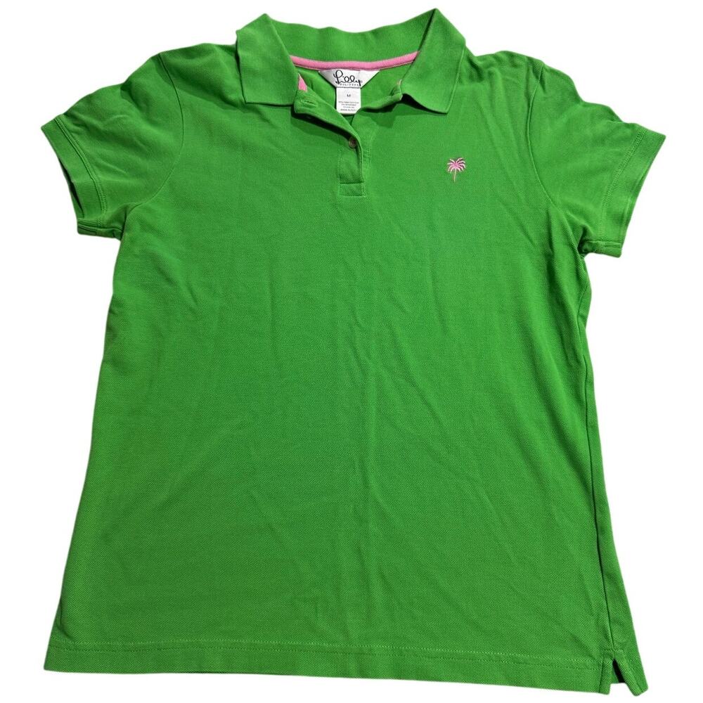 VTG Y2K Lilly Pulitzer Polo Shirt Collared Womens Size Medium Green Short Sleeve